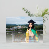 お名前と写真の大学院生ホワイトフォイル発表 箔招待状 (立ち正面)