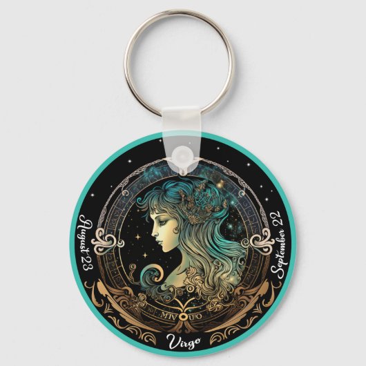 お名前と日付をカスタマイズできるZodiac 乙女座 キーホルダー (正面)