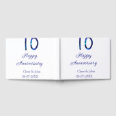 お名前と日付を追加した10周年おめでとうブルーグリッター ゲストブック (全面)