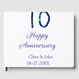 お名前と日付を追加した10周年おめでとうブルーグリッター ゲストブック