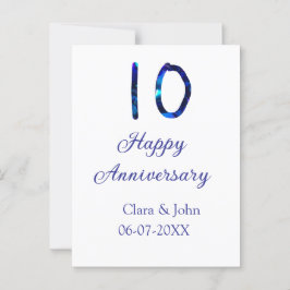 お名前と日付を追加した10周年ブルーグリッター ポストカード