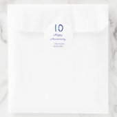 お名前と日付を追加した10周年ブルーグリッター ラウンドシール (バッグ)