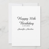 お名前と日付入りおしゃれな30歳の誕生日デザイン 招待状 (裏面)