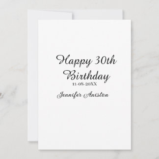 お名前と日付入りおしゃれな30歳の誕生日デザイン 招待状