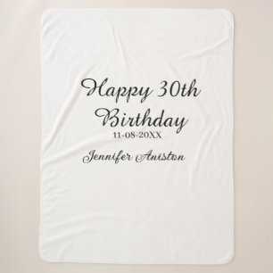 お名前と日付入り！おしゃれな30歳の誕生日デザイン シェルパブランケット