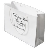 お名前と日付入り！おしゃれな30歳の誕生日デザイン　シンプル ラージペーパーバッグ (裏面アングル)