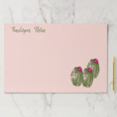 お名前と開花の水色サボテン ペーパーパッド (インサイチュ)