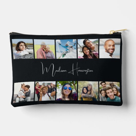 お名前と10枚の写真のカスタム アクセサリーポーチ (裏面)