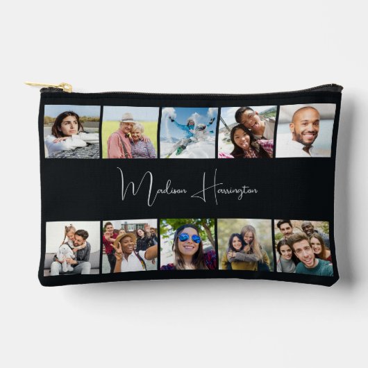 お名前と10枚の写真のカスタム アクセサリーポーチ (正面)