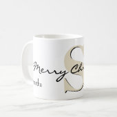 お名前と6月の誕生石パールのクリスマスグッズ | メリークリスマス コーヒーマグカップ (正面左)