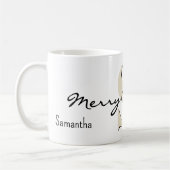 お名前と6月の誕生石パールのクリスマスグッズ | メリークリスマス コーヒーマグカップ (左)