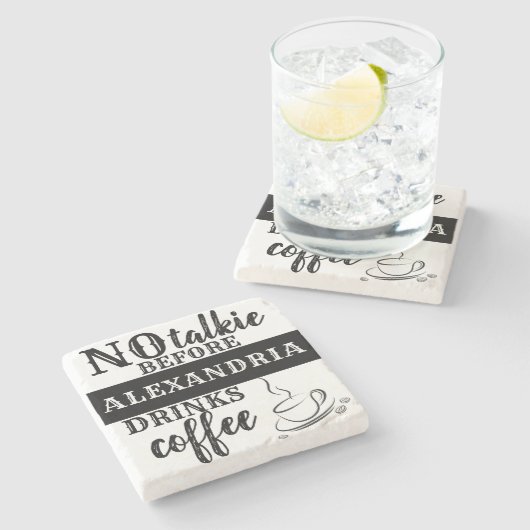 お名前のお飲み物のコーヒーを入れる前にトーキーを使わない ストーンコースター (横)