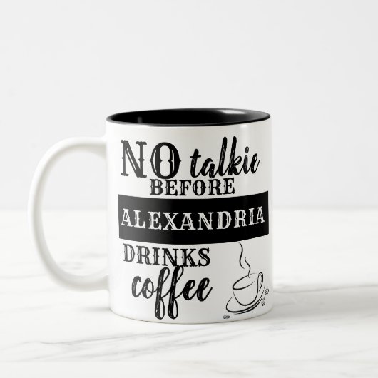 お名前のお飲み物のコーヒーを入れる前にトーキーを使わない ツートーンマグカップ (左)