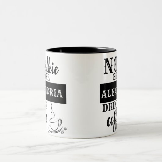 お名前のお飲み物のコーヒーを入れる前にトーキーを使わない ツートーンマグカップ (中央)