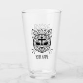 お名前のシュガーキャットスカル猫 タンブラーグラス (正面)
