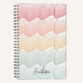 お名前のストライプ波色の文字 |エレガント | ノートブック (正面)