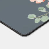 お名前のピンクとグレーの水色フローラ デスクマット