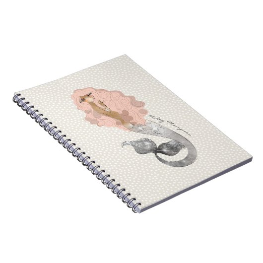 お名前のピンクの髪の美しい人魚 ノートブック (右側)