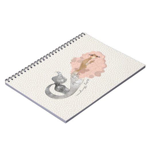 お名前のピンクの髪の美しい人魚 ノートブック (左側)