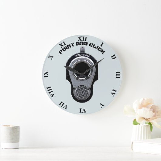 お名前のポイントおもしろいと時計のスケッチ ラージ壁時計 (ホーム)