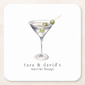 お名前のマーティーニ カクテル ラウンジ スクエアペーパーコースター (正面)