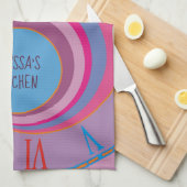 お名前のローマ数字ピンクパープルブルーオレンジ キッチンタオル (四つ折り)