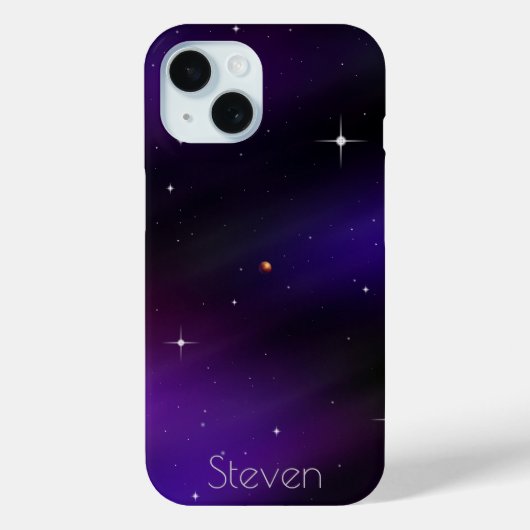 お名前の付いた黒と紫のSpacescape Art Case-Mate iPhoneケース (裏面)