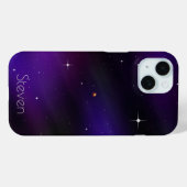 お名前の付いた黒と紫のSpacescape Art Case-Mate iPhoneケース (裏面 (横))