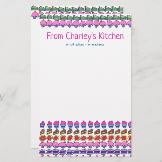 お名前の台所から。ケーキとクッキーSta 便箋 (正面/裏面)