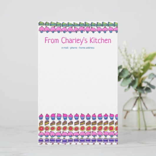 お名前の台所から。ケーキとクッキーSta 便箋 (スタンド正面)