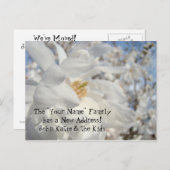 お名前の家族に新しい住所はがきが付いている 案内ポストカード (正面/裏面)