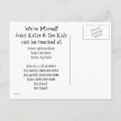 お名前の家族に新しい住所はがきが付いている 案内ポストカード (裏面)