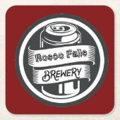 お名前はこちらロゴブルワリーテーマ スクエアペーパーコースター (正面)