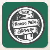 お名前はこちらロゴブルワリーテーマ スクエアペーパーコースター (正面)