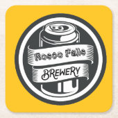 お名前はこちらロゴブルワリーテーマ スクエアペーパーコースター (正面)