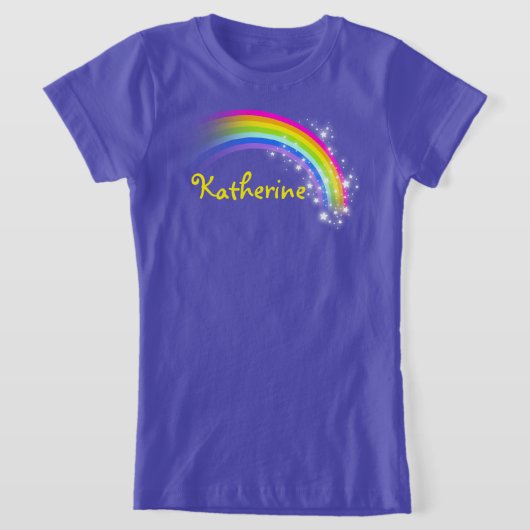 お名前は最大9文字の虹紫トップ Tシャツ (レイダウン)