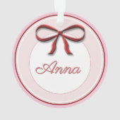 お名前は赤バレリーナクリスマスボウ オーナメント (裏面)