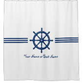 お名前またはボート船航海ののホイールヘルム シャワーカーテン (正面)