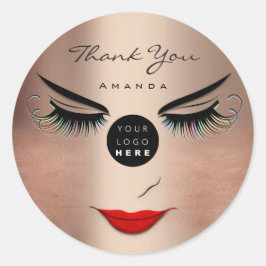 お名前まつ毛Sweet 16th PinkLogo Qrコード ラウンドシール