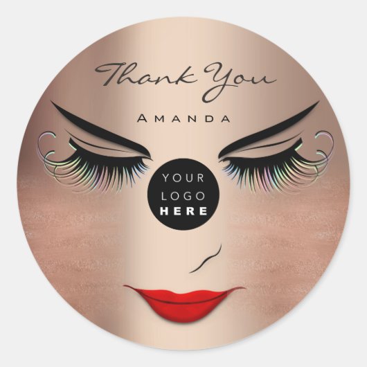 お名前まつ毛Sweet 16th PinkLogo Qrコード ラウンドシール (正面)