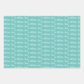 お名前まモダンでミントグリーンラップ ラッピングペーパーシート (正面3)