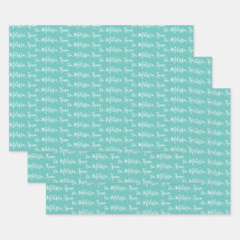 お名前まモダンでミントグリーンラップ ラッピングペーパーシート