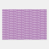 お名前まモダンで手書きラベンダーパープルWr ラッピングペーパーシート (正面3)