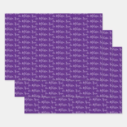 お名前まモダンで紫 ラッピングペーパーシート (セット)