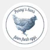 お名前を付けて鶏の生卵を育てる ラウンドシール (正面)