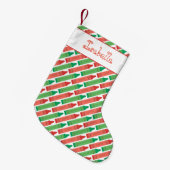お名前を付け加える休暇クレヨン スモールクリスマスストッキング (正面 (吊り時))