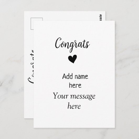 お名前を入れた卒業おめでとうメッセージ カスタムテンプレート ポストカード (正面/裏面)