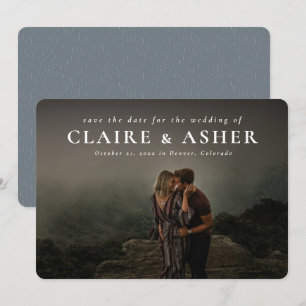 お名前を大胆にシンプル クラシックなセーブ・ザ・デート フォトカード セーブザデート