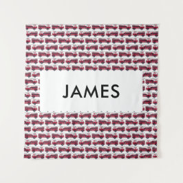 お名前を赤い消防車にカスタマイズ タペストリー