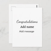 お名前を追加したシンプルな卒業メッセージ ポストカード (正面/裏面)